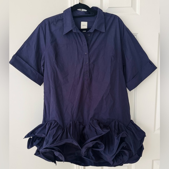 Anthropologie Maeve Short-Sleeve Collared 3D Ruffle Mini Dress, Size M - Picture 5 of 12